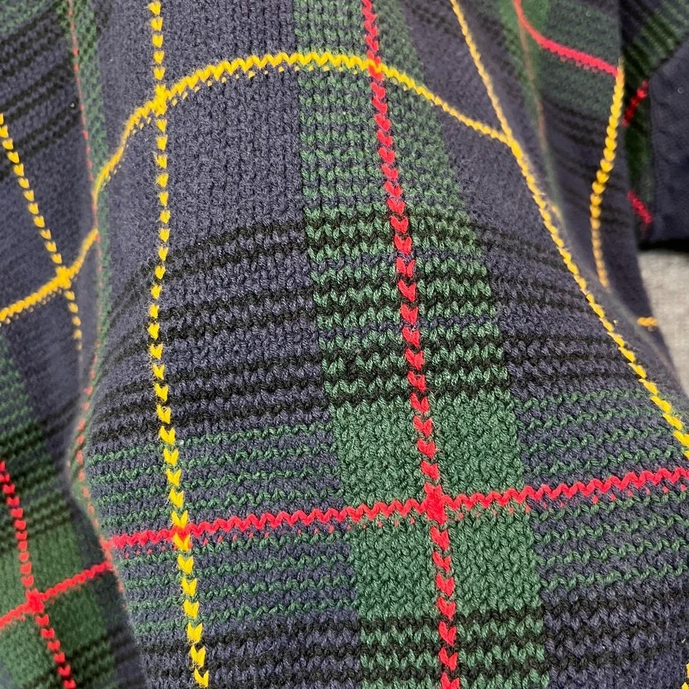 Vintage Tommy Hilfiger Sweater Mens Navy Green Knit Long Sleeve Pullover - Large - Picture 12 of 16